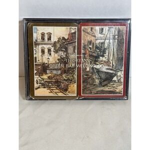 Vintage Lionel Barrymore Double Deck Playing Cards Set Art Promo Green Bay Case